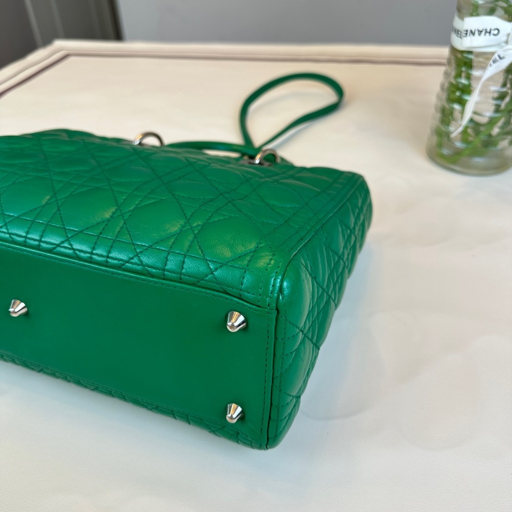 Dior Green Quilted Leather Lady Dior Top-Handle Shoulder Bag - Picture 6 of 16